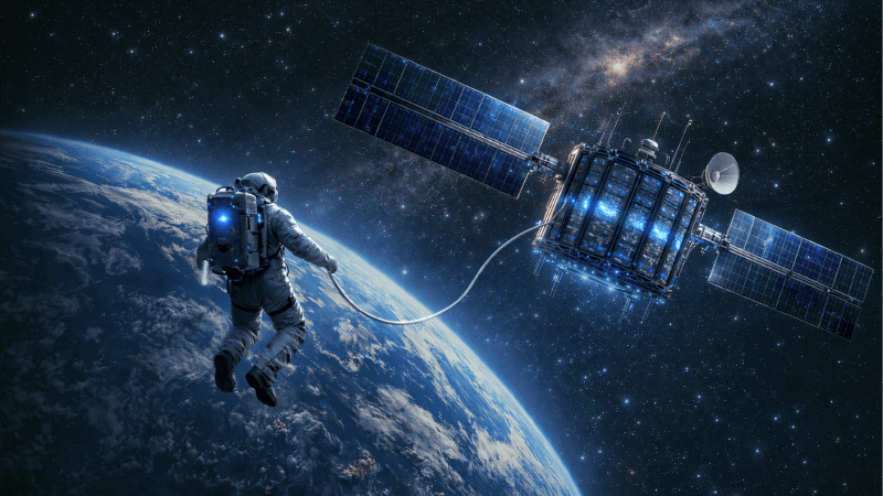 Data Center In Space With A Spaceman