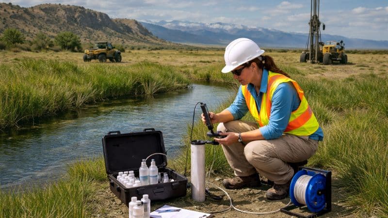 Hydrogeologist At Work In The Field