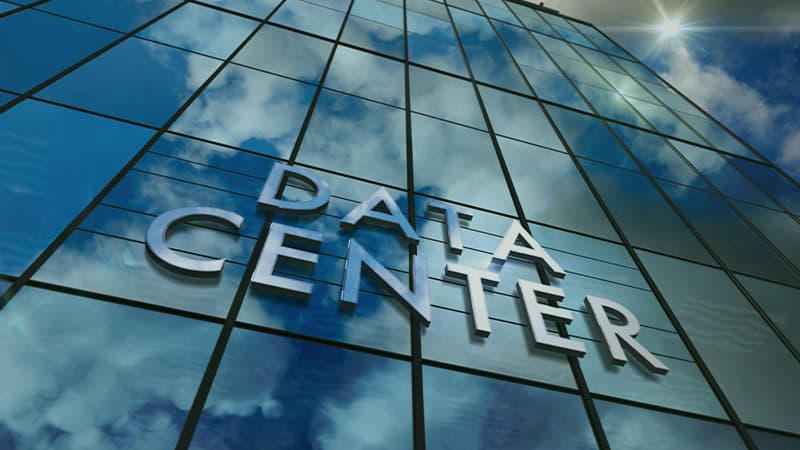 Data Center Sign On Front Of Building